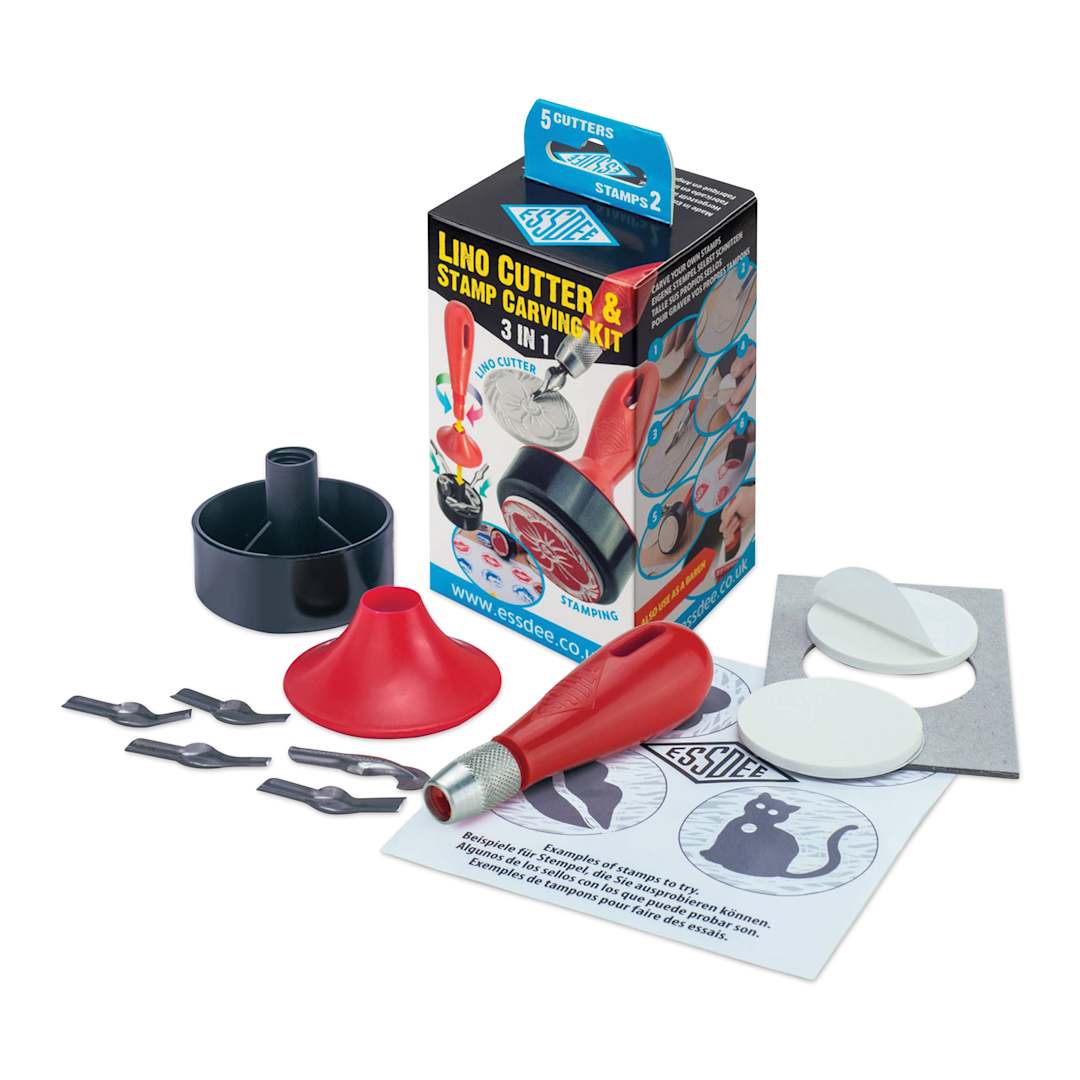 Open in modal - Essdee 3 In 1 Lino Cutter and Stamp Carving Kit