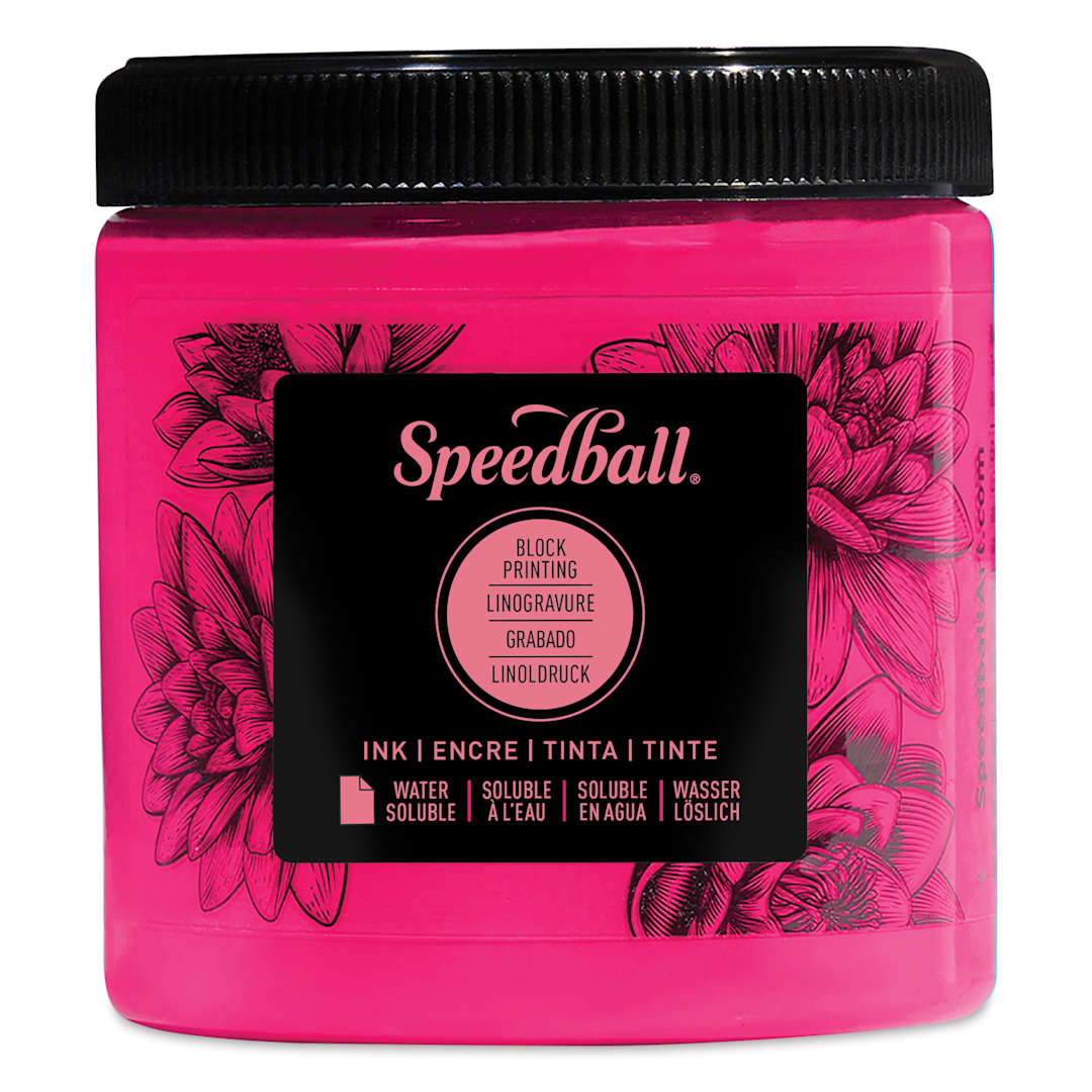 Open in modal - Speedball Water-Soluble Block Printing Ink - Fluorescent Magenta, 8 oz