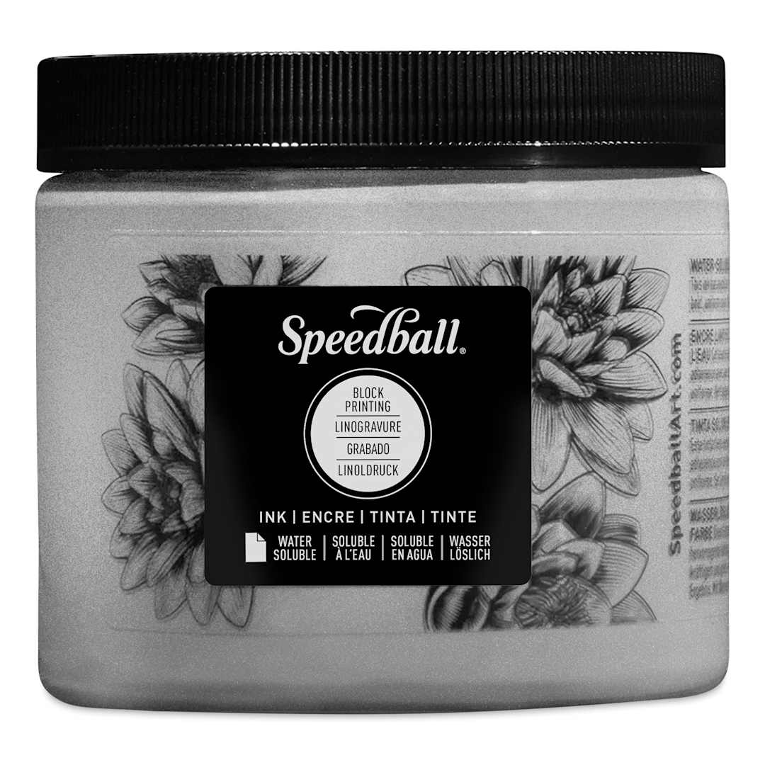 Open in modal - Speedball Water-Soluble Block Printing Ink - Silver (Metallic), 16 oz