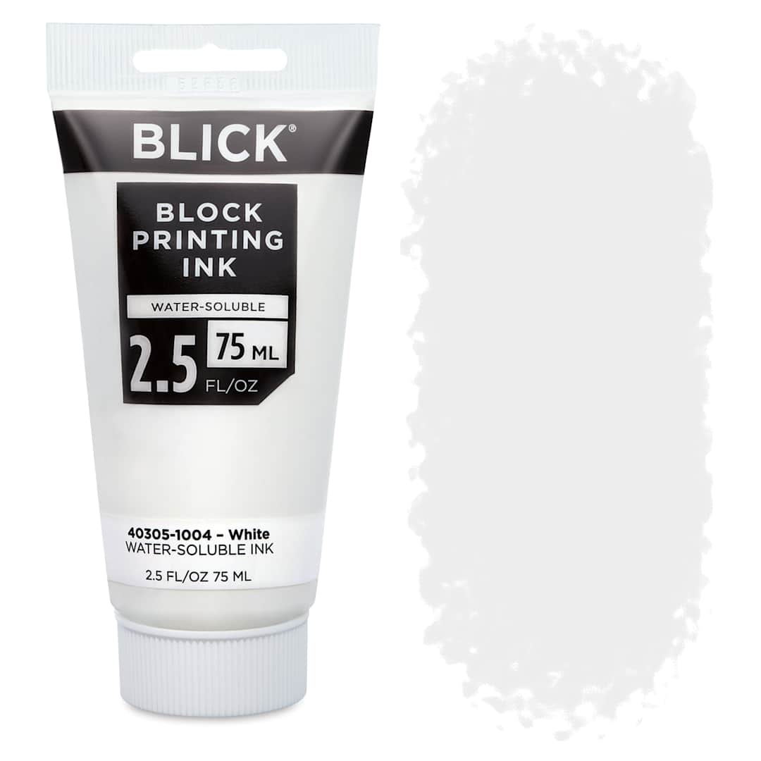 Open in modal - Blick Water-Soluble Block Printing Ink - White, 2.5 oz Tube