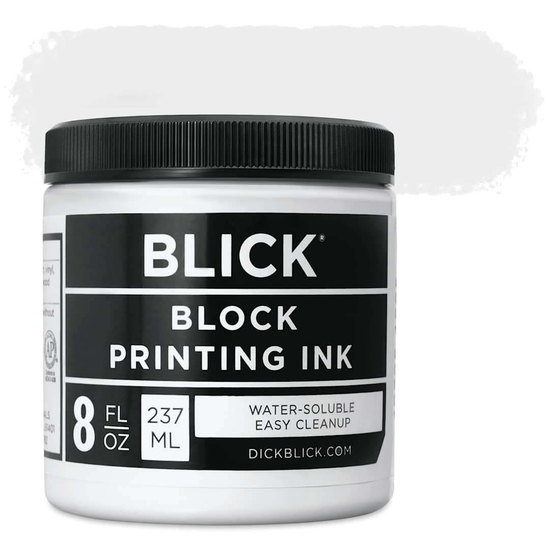 Open in modal - Blick Water-Soluble Block Printing Ink - White, 8 oz Jar