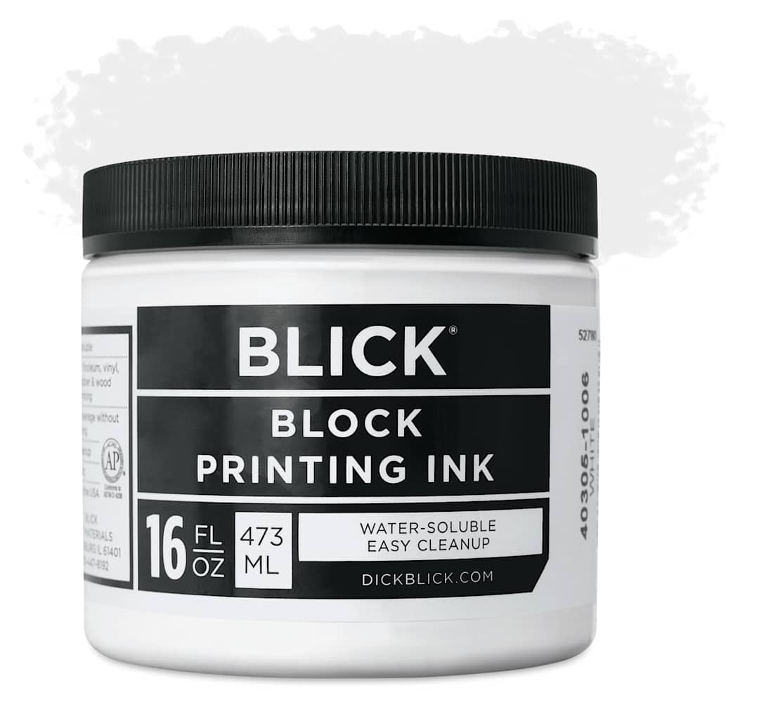 Open in modal - Blick Water-Soluble Block Printing Ink - White, 16 oz Jar
