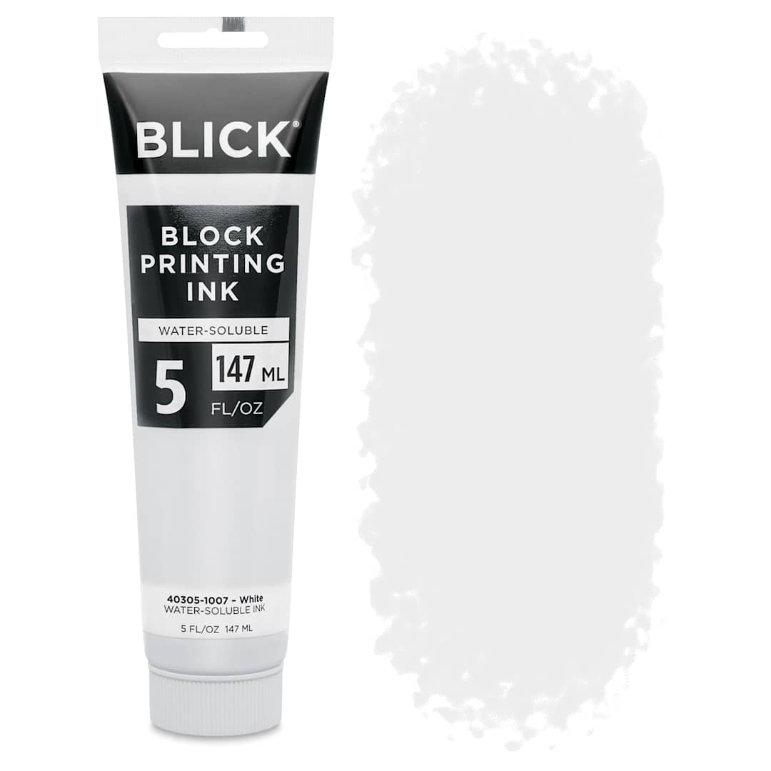 Open in modal - Blick Water-Soluble Block Printing Ink - White, 5 oz Tube