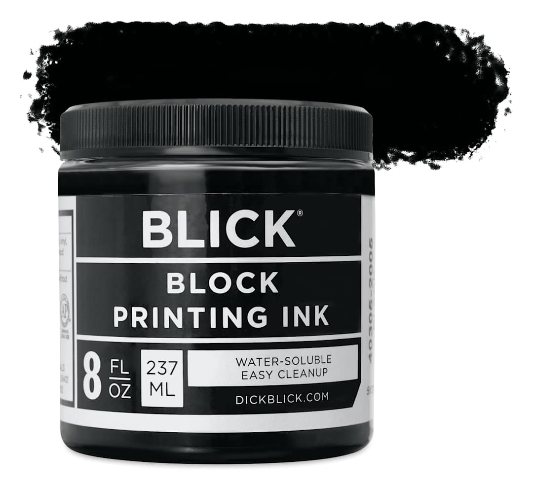 Open in modal - Blick Water-Soluble Block Printing Ink - Black, 8 oz Jar