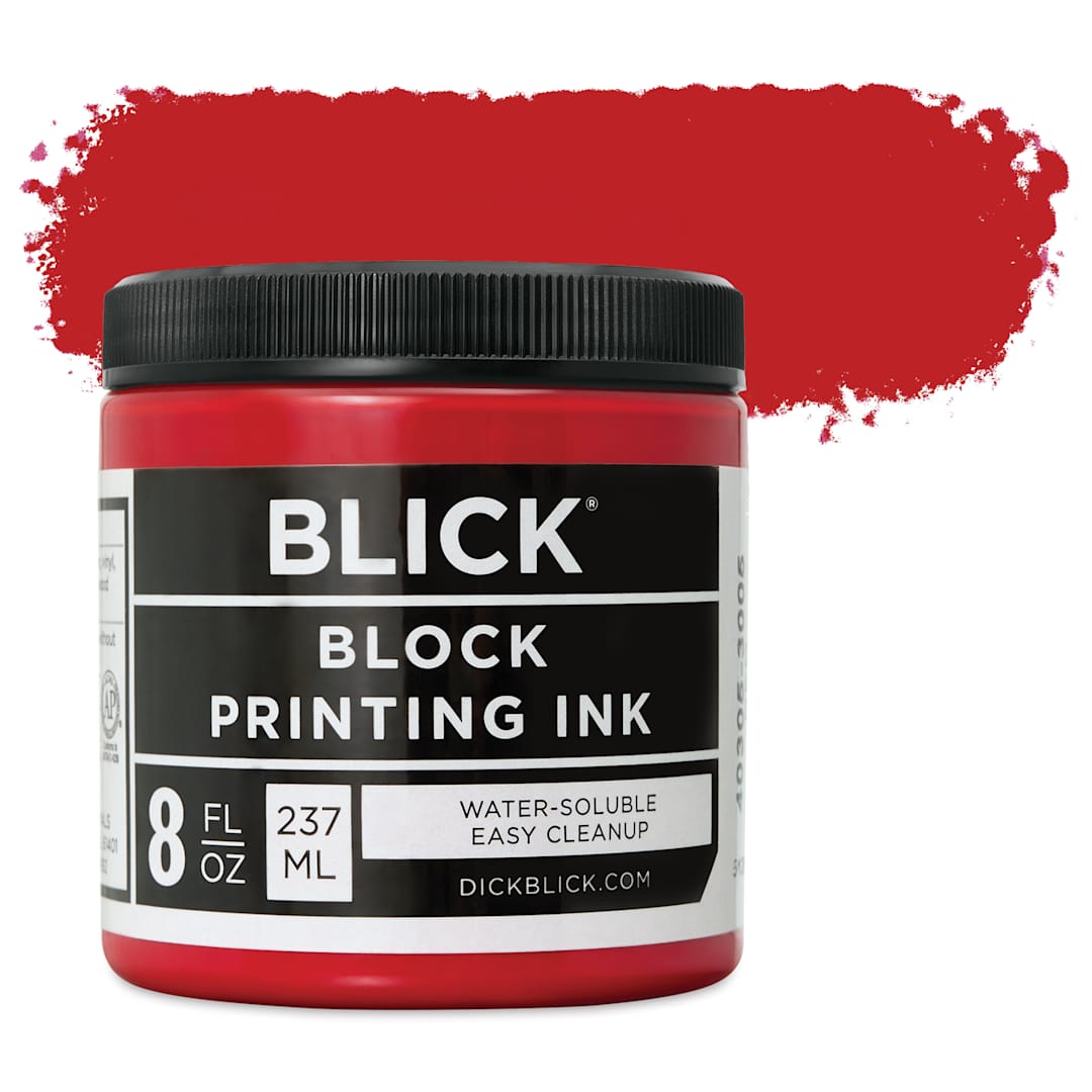 Open in modal - Blick Water-Soluble Block Printing Ink - Red, 8 oz Jar