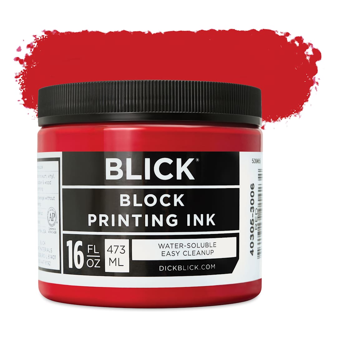Open in modal - Blick Water-Soluble Block Printing Ink - Red, 16 oz Jar
