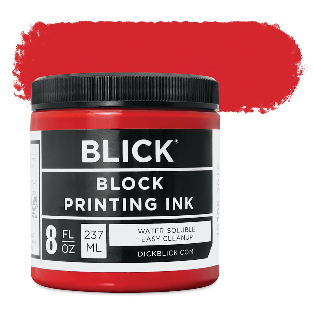 Open in modal - Blick Water-Soluble Block Printing Ink - Light Red, 8 oz Jar
