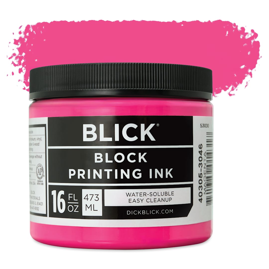 Open in modal - Blick Water-Soluble Block Printing Ink - Magenta, 16 oz Jar