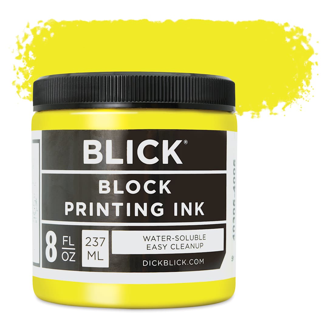 Open in modal - Blick Water-Soluble Block Printing Ink - Yellow, 8 oz Jar
