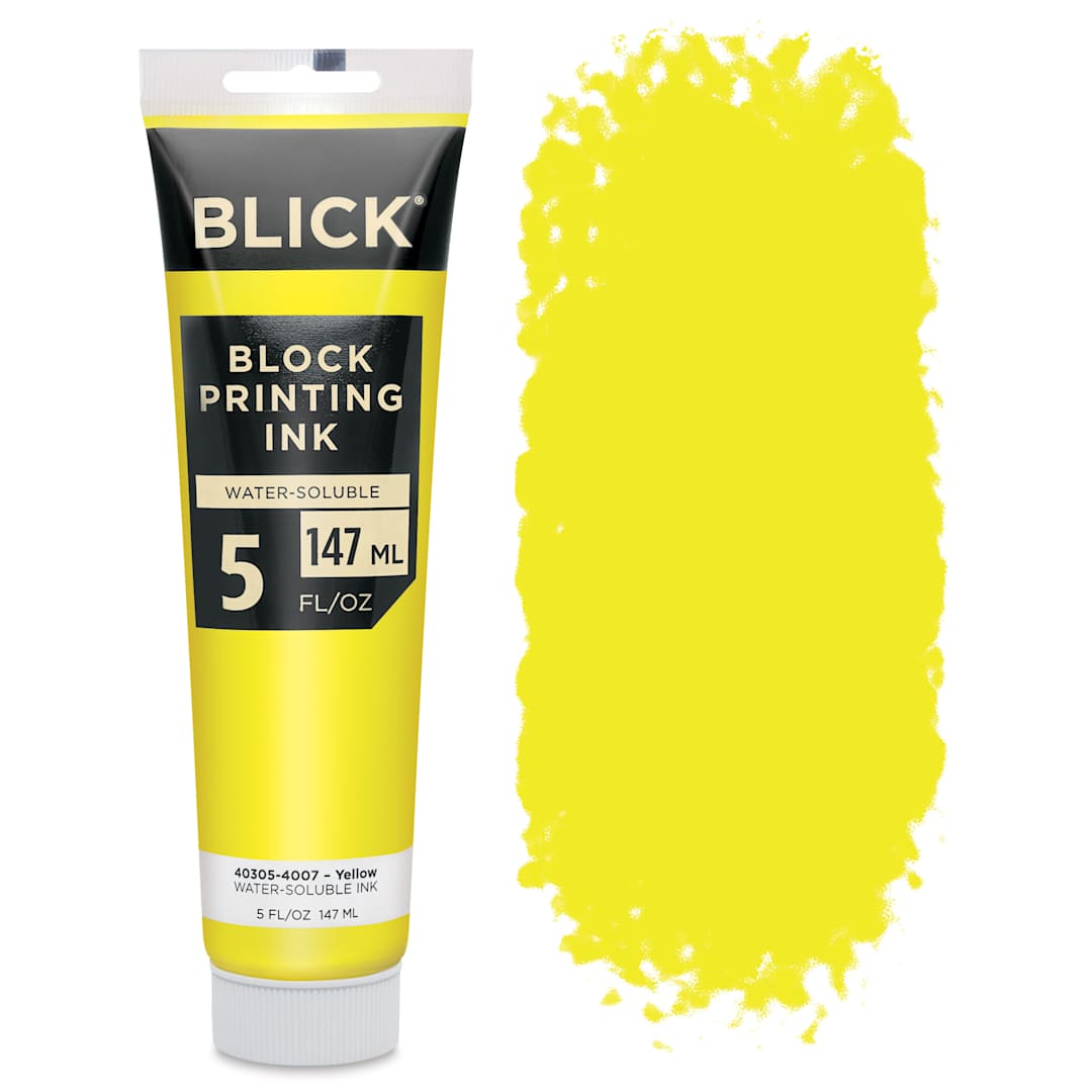 Open in modal - Blick Water-Soluble Block Printing Ink - Yellow, 5 oz Tube