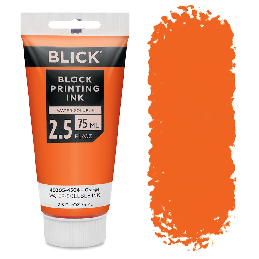 Open in modal - Blick Water-Soluble Block Printing Ink - Orange, 2.5 oz Tube
