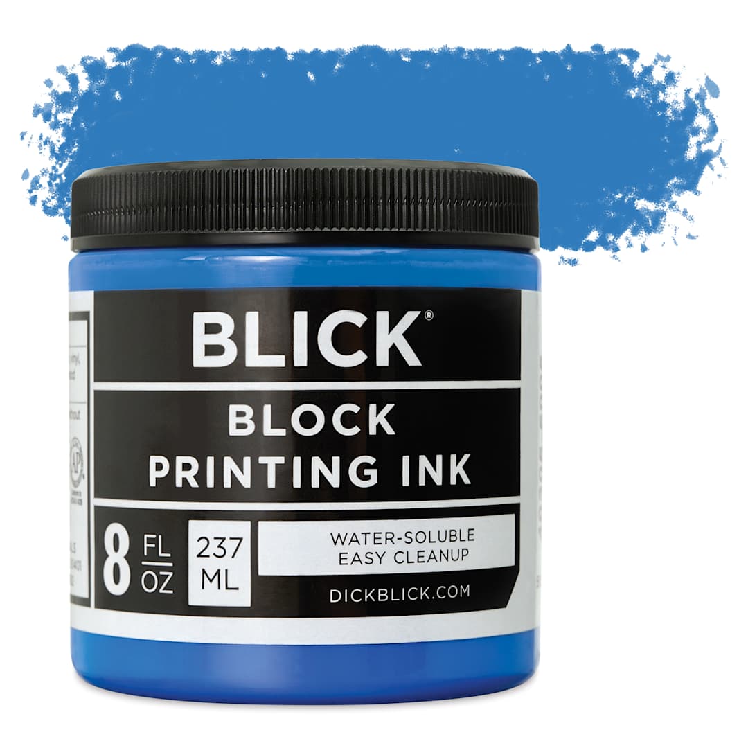 Open in modal - Blick Water-Soluble Block Printing Ink - Blue, 8 oz Jar