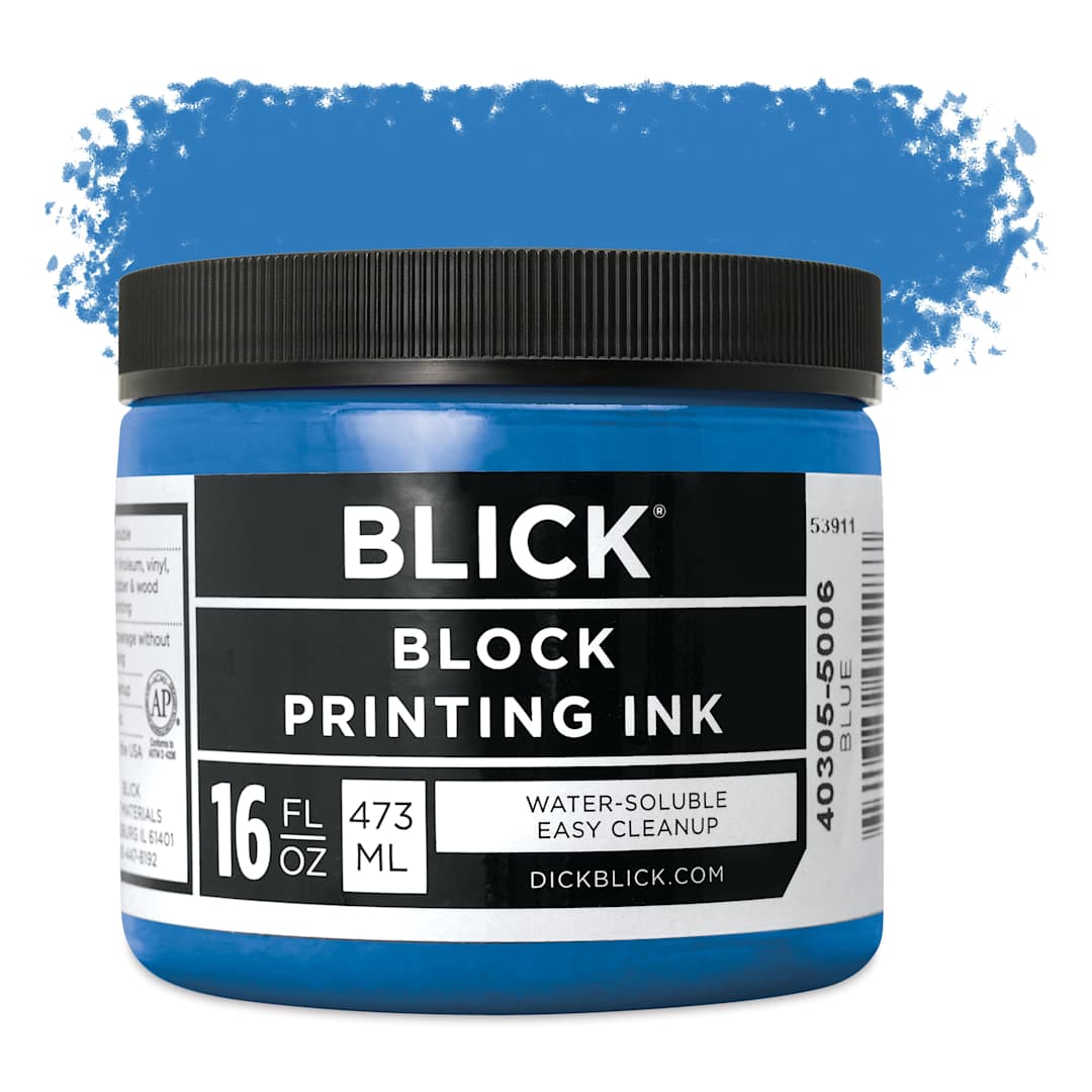 Open in modal - Blick Water-Soluble Block Printing Ink - Blue, 16 oz Jar