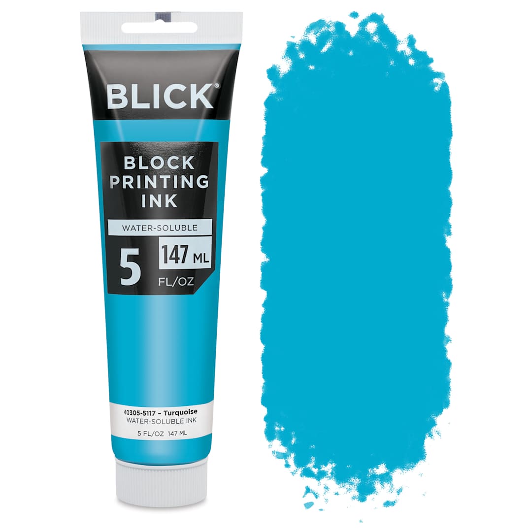 Open in modal - Blick Water-Soluble Block Printing Ink - Turquoise, 5 oz Tube