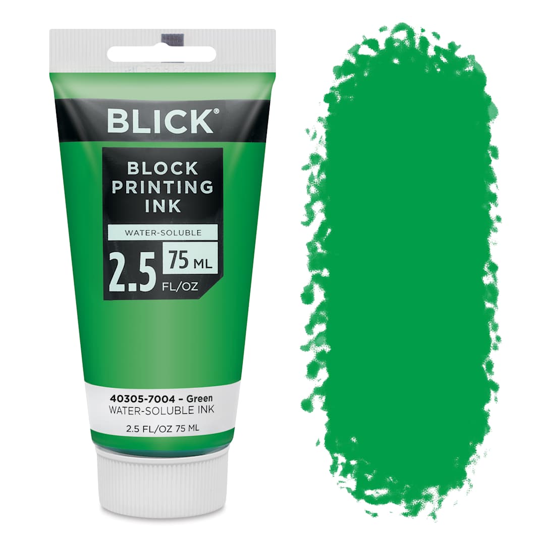 Open in modal - Blick Water-Soluble Block Printing Ink - Green, 2.5 oz Tube
