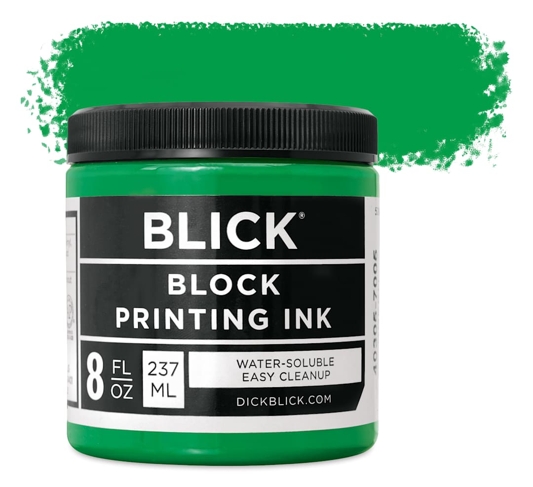 Open in modal - Blick Water-Soluble Block Printing Ink - Green, 8 oz Jar