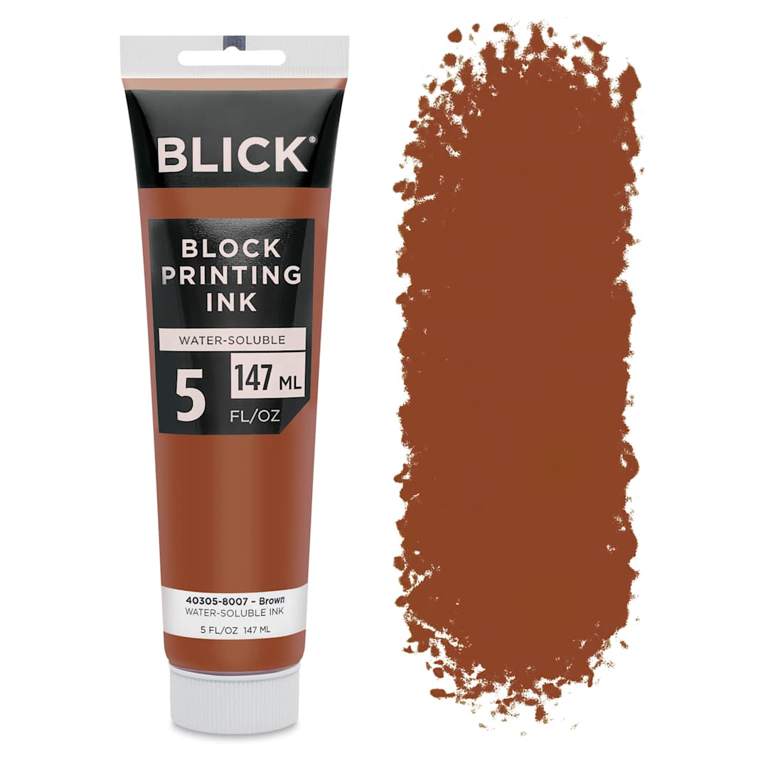 Open in modal - Blick Water-Soluble Block Printing Ink - Brown, 5 oz Tube