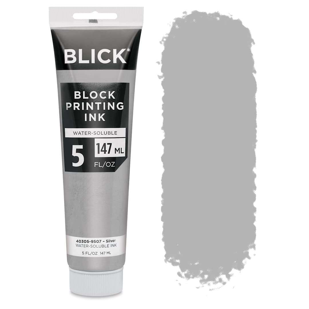 Open in modal - Blick Water-Soluble Block Printing Ink - Silver, 5 oz Tube