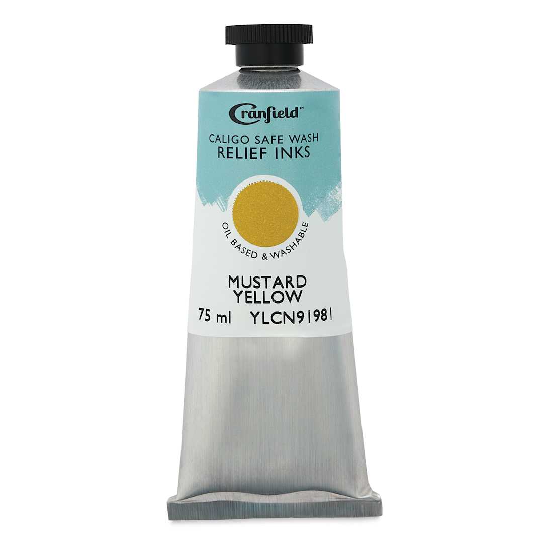Open in modal - Cranfield Caligo Safe Wash Relief Ink - Mustard Yellow, 75 ml tube