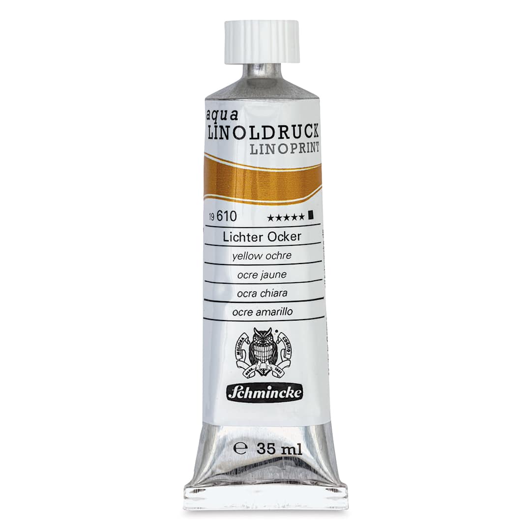 Open in modal - Schmincke Aqua Linoprint Ink - Yellow Ochre, 35 ml - front