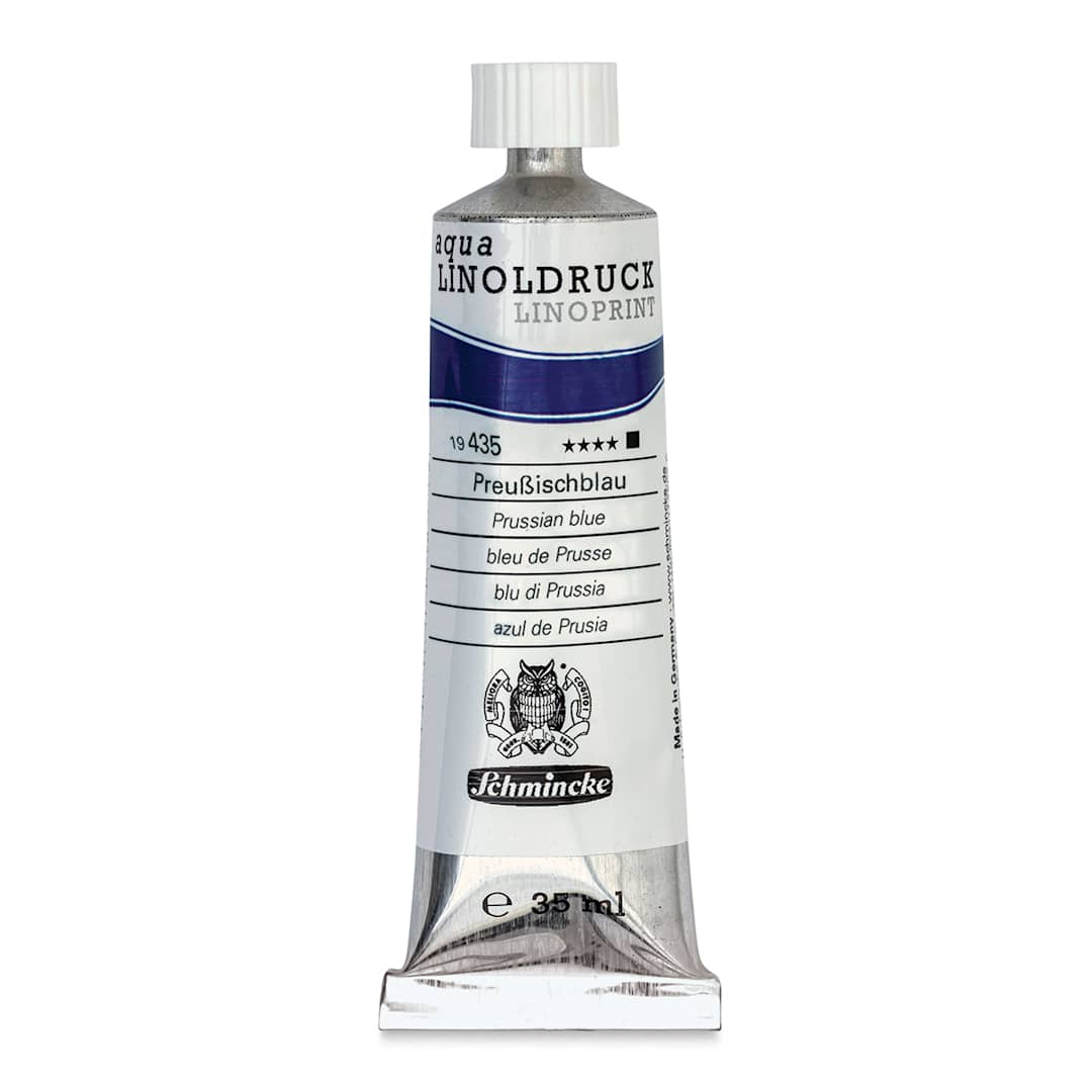 Open in modal - Schmincke Aqua Linoprint Ink - Prussian Blue, 35 ml - front