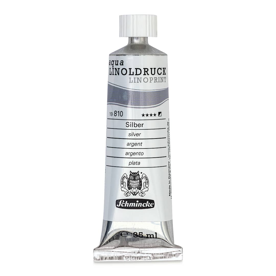 Open in modal - Schmincke Aqua Linoprint Ink - Silver, 35 ml - front