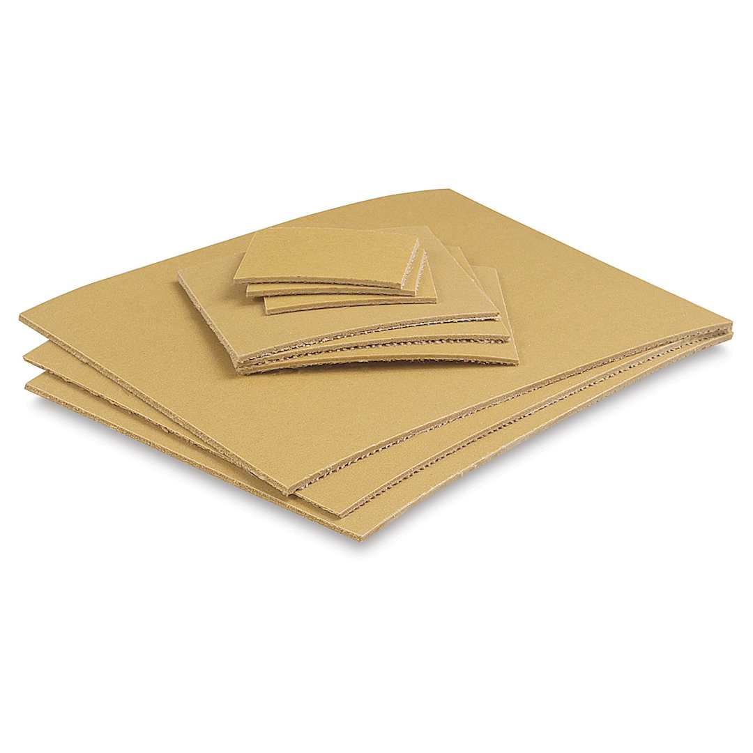 Open in modal - Blick Golden-Cut Linoleum - Angled view of assorted sizes of linoleum sheets