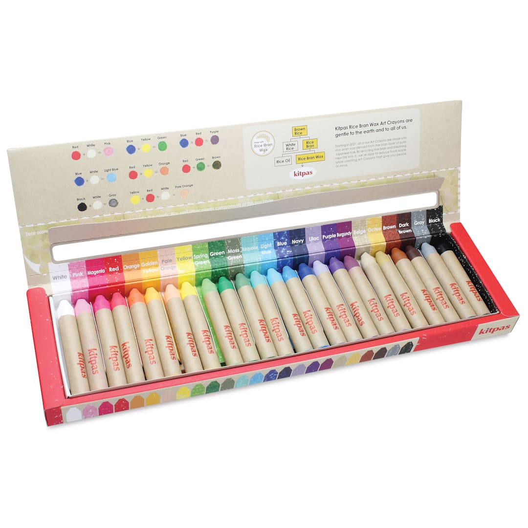 Open in modal - Kitpas Rice Wax Crayons - Assorted, Set of 24, open packaging