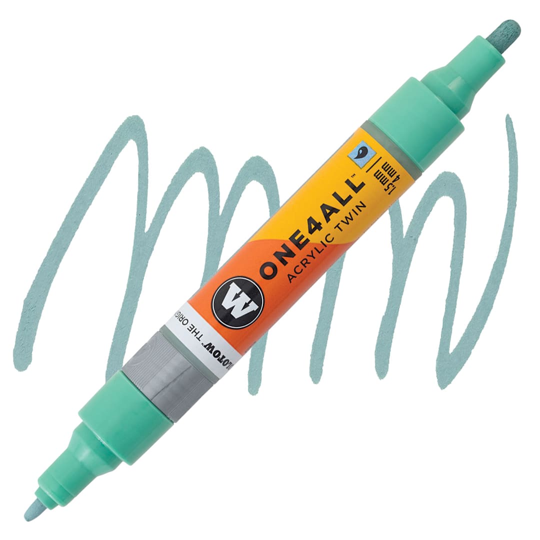 Open in modal - Molotow One4All Acrylic Twin Marker - Lagoon Blue Pastel marker and swatch