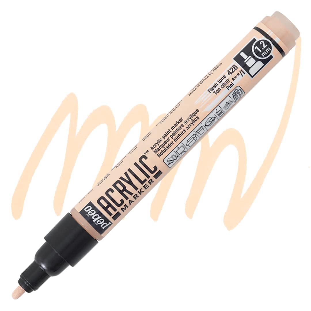 Open in modal - Pebeo Acrylic Marker - Pink Beige, 1.2 mm, Bullet Nib marker and swatch