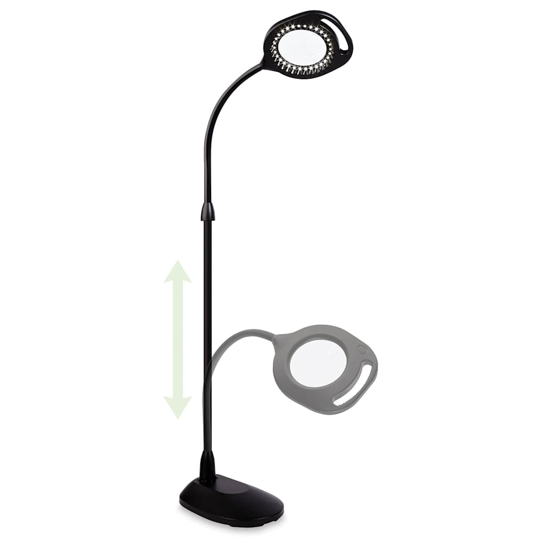 Open in modal - OttLite 2-in-1 LED Magnifier Floor and Table Lamp - Superimposed Table and Floor variations
