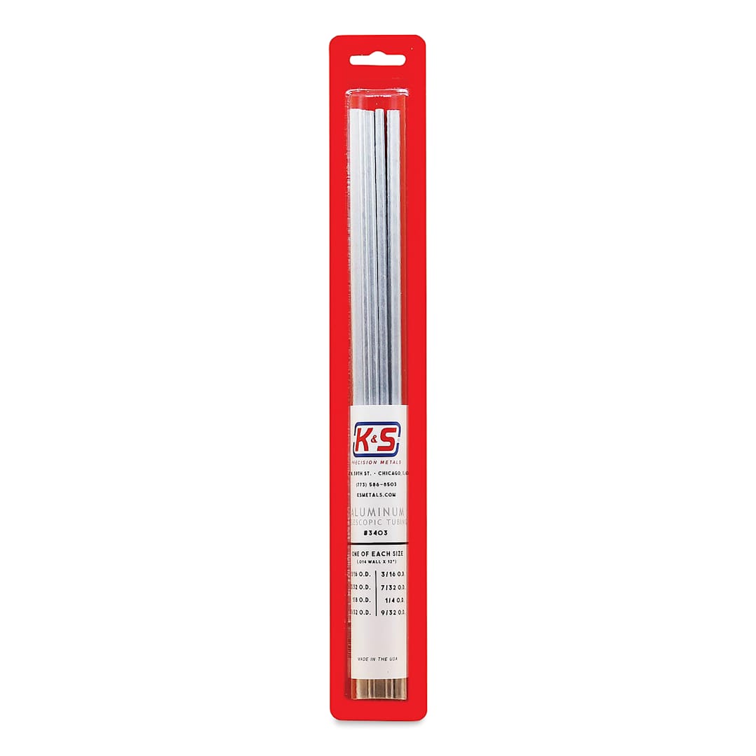 Open in modal - K&S Telescopic Tubing - Aluminum, Telescoping Tubing Assortment, Pkg of 8, 12" (In package)