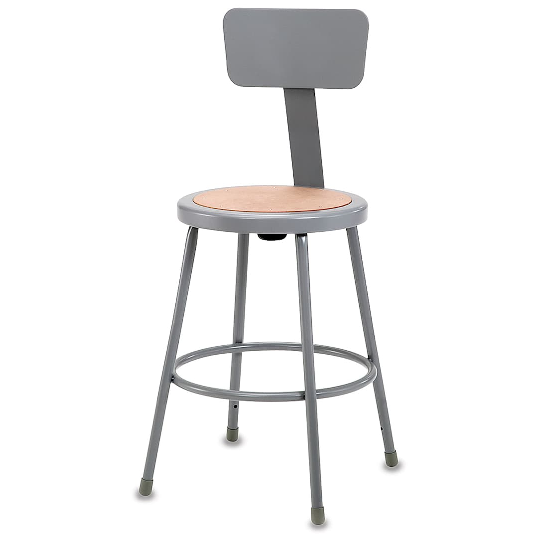 Open in modal - National Public Seating Corp. Fixed Height Stool - 30", with Backrest, Gray