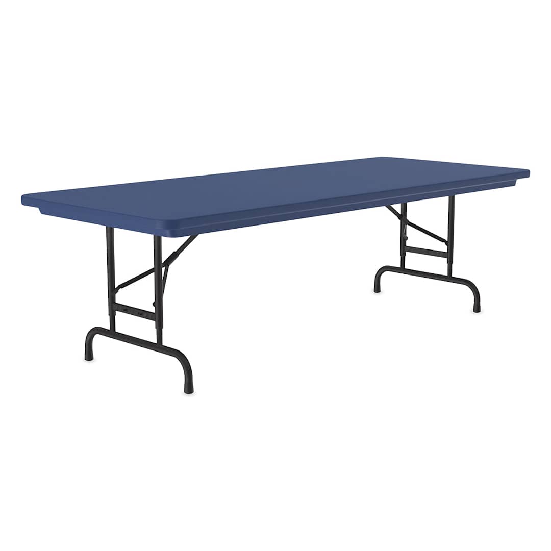Open in modal - Correll Plastic Resin Folding Table - 30" x 60", Blue, Adjustable Height