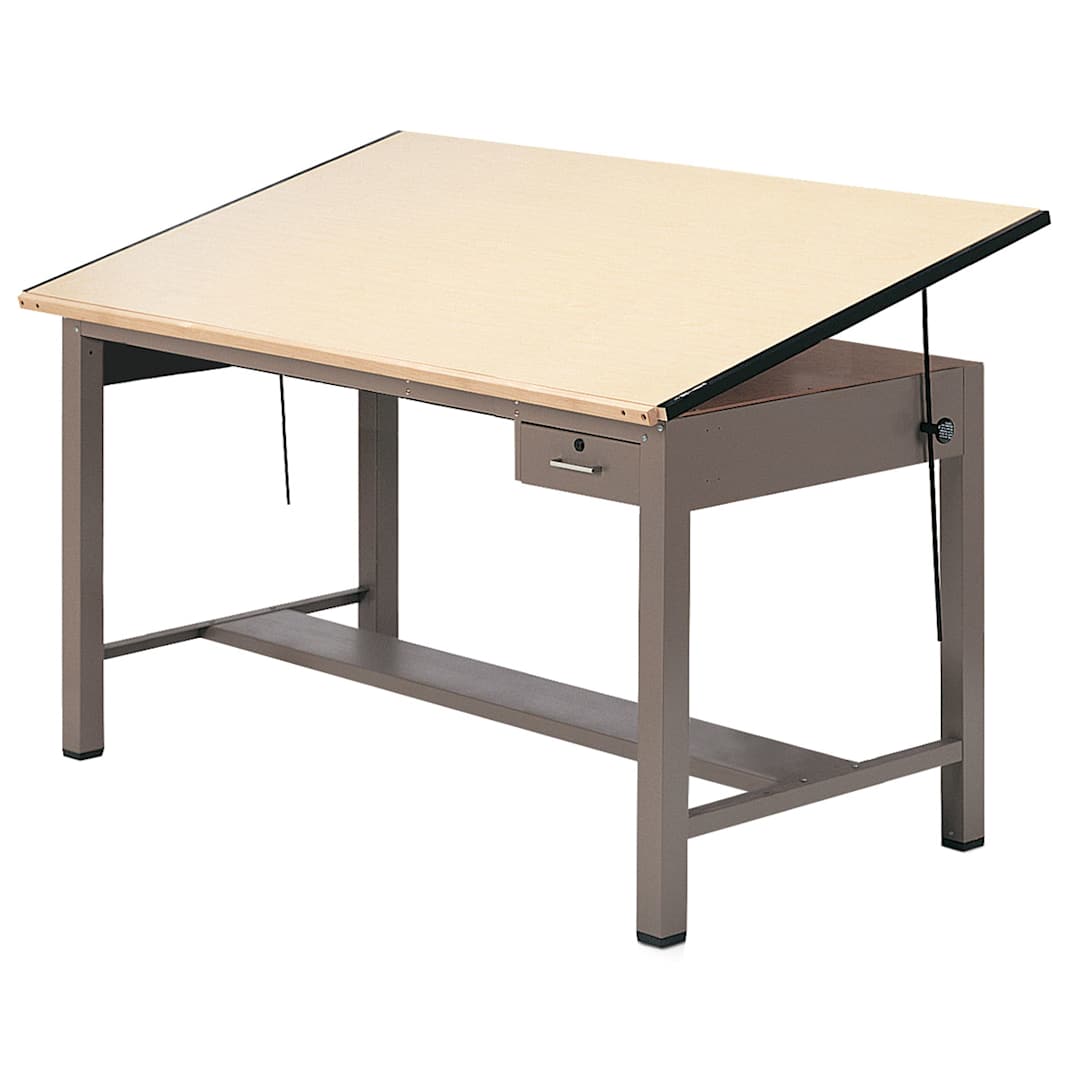 Open in modal - Mayline Ranger Large Steel Four-Post Drawing Table - 72" x 43-1/2", with Tool Drawer