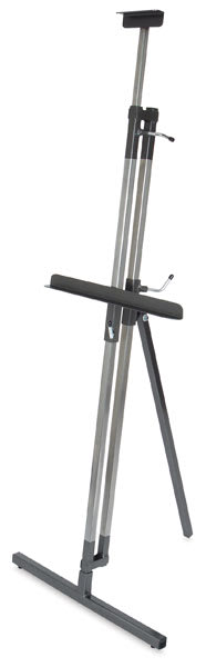 Open in modal - Klopfenstein Spectrum Challenge Easel - Single Mast easel shown set up at angle and mast extended
