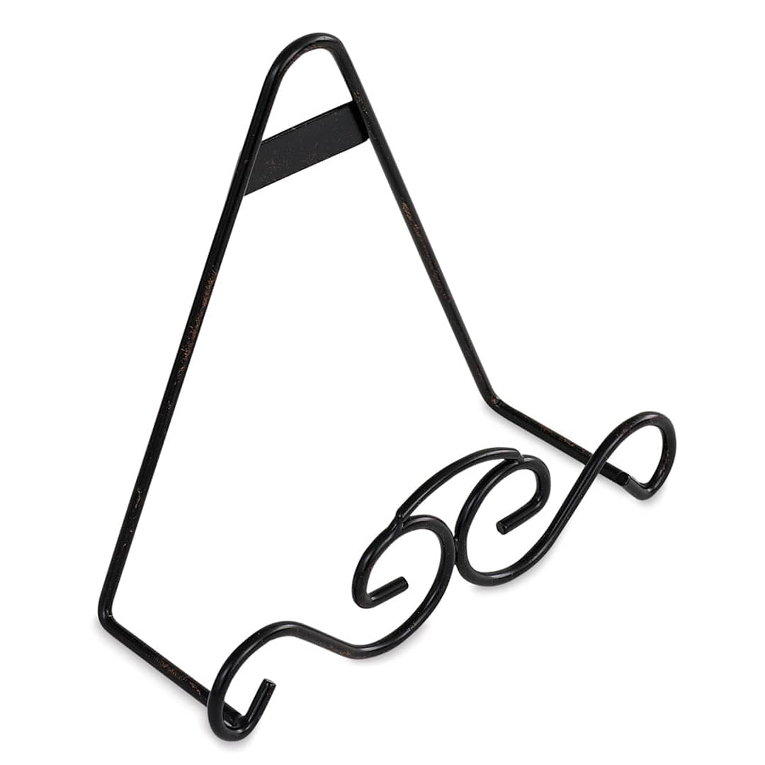 Open in modal - Nielsen Bainbridge Snap Display Easel - Left angle view of 6" Black Metal Knotted Easel