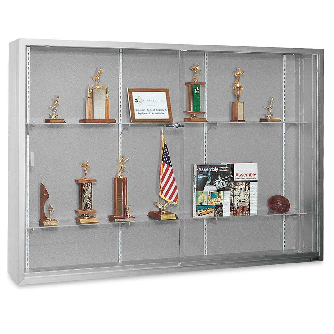 Open in modal - Claridge Sliding Door Display Case - 4 ft x 5 ft x 10 3/4", Gray Fabricork