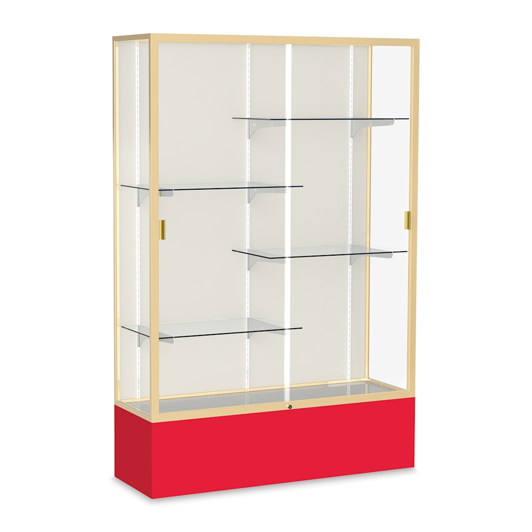 Open in modal - Waddell Spirit Series Display Case - 72" x 48" x 16", Champagne/Red Base
