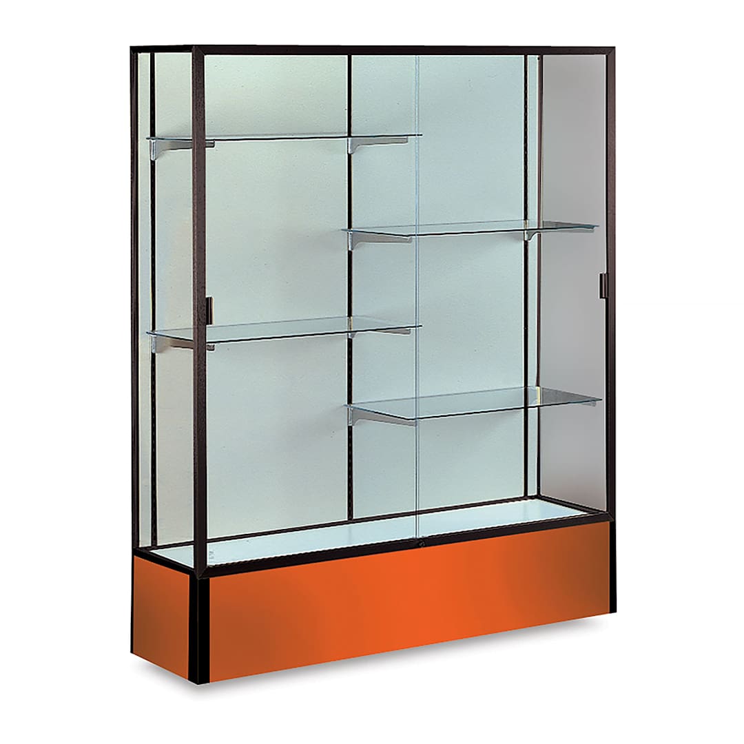 Open in modal - Waddell Spirit Series Display Case - 72" x 48" x 16", Dark Bronze/Orange Base