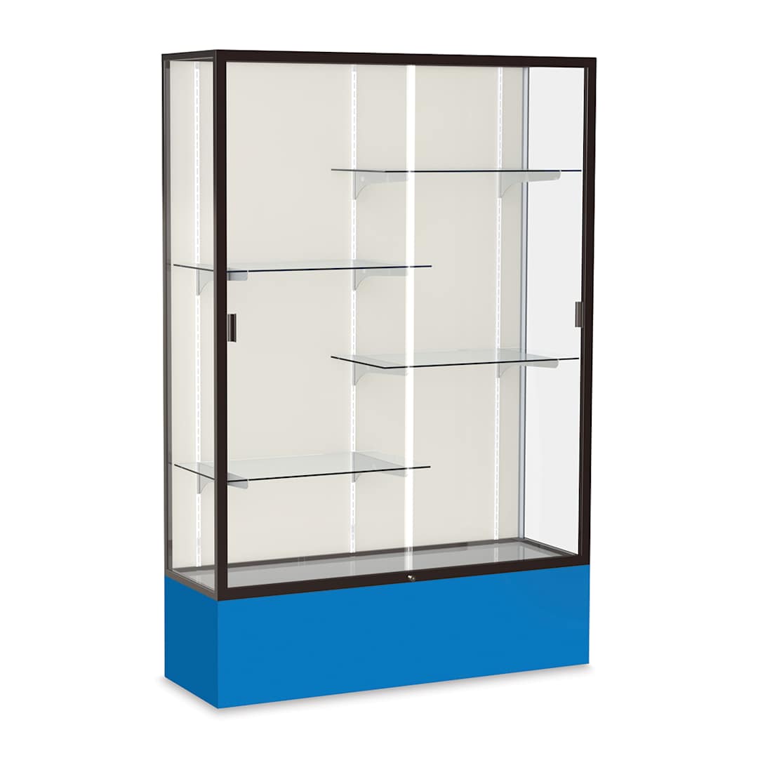 Open in modal - Waddell Spirit Series Display Case - 72" x 48" x 16", Dark Bronze/Royal Blue Base