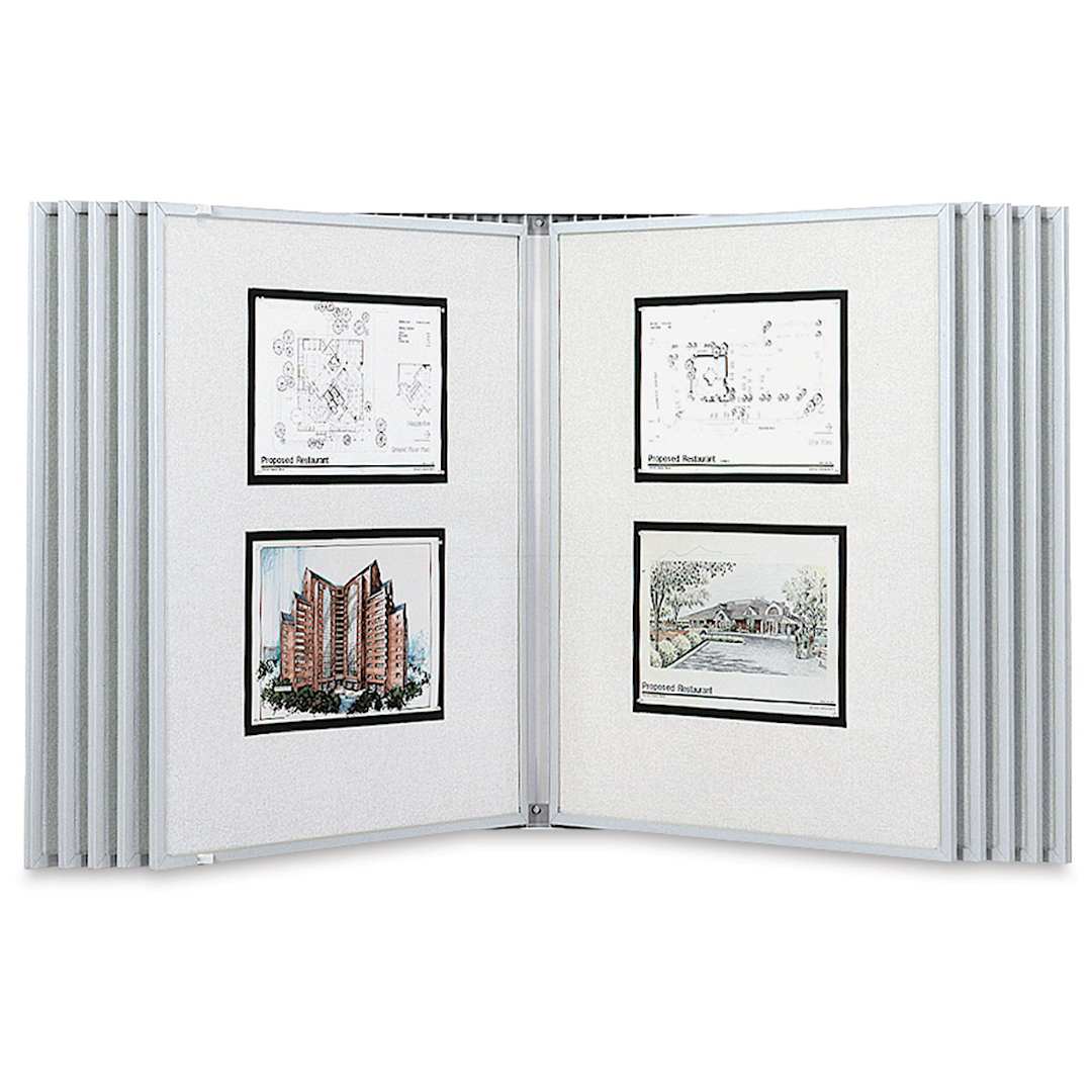 Open in modal - Multiplex Swinging Panel Display - 24" x 36", Gray, 20 Panels, Wall Unit
