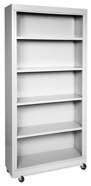 Open in modal - Sandusky Lee Mobile Bookcase - Angled view of 78" tall Gray Bookcase