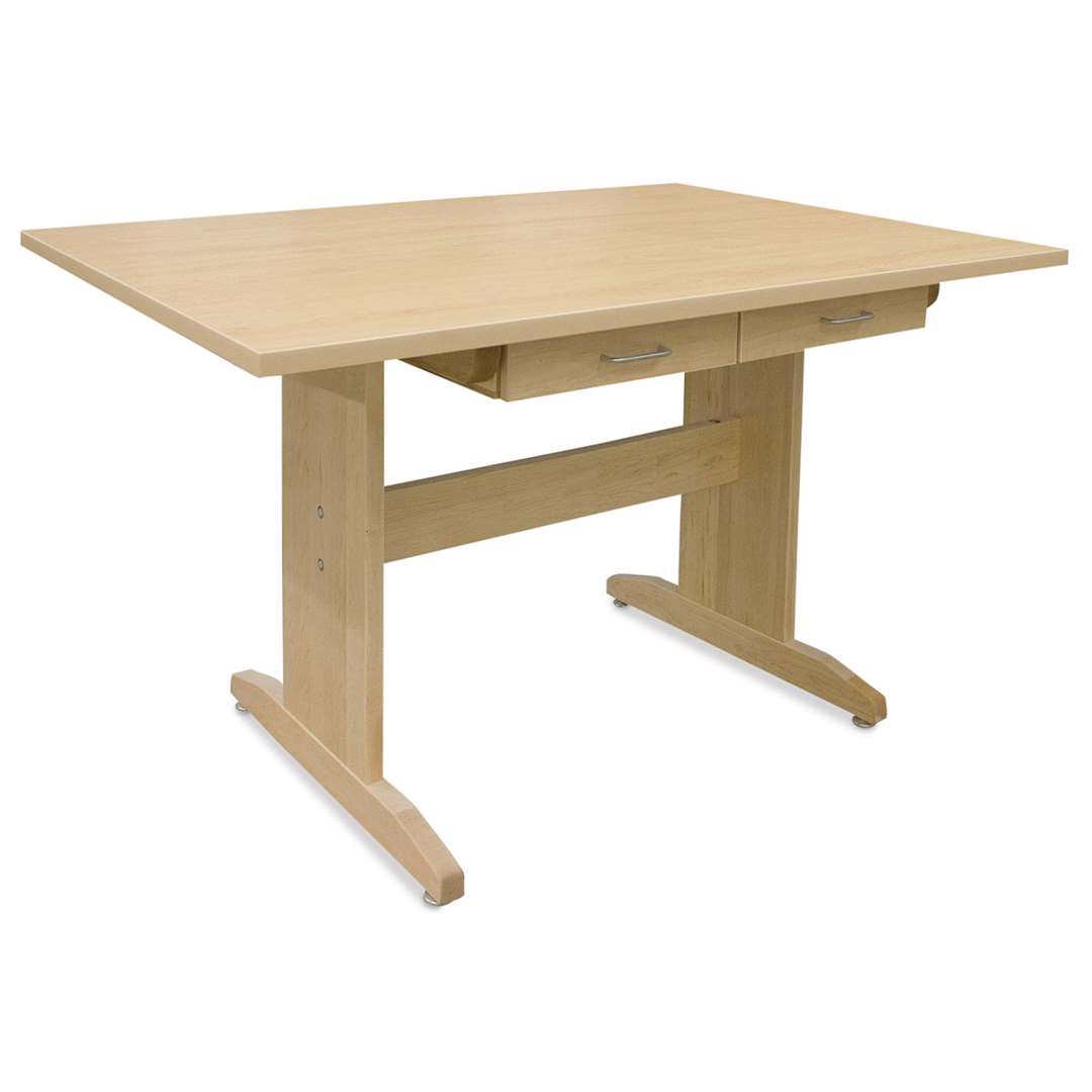 Open in modal - Hann Art Table - 36''H x 60''L x 42''W, Rounded Corner With Drawer, High Pressure Laminate Top
