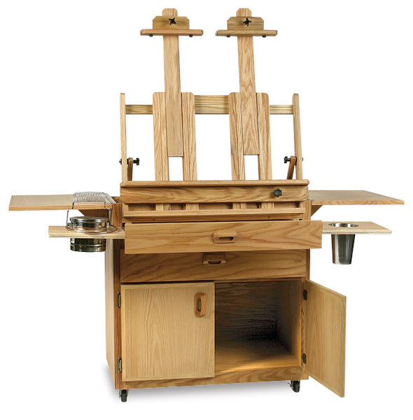 Open in modal - Best Caitlin Taboret and Easel - shown with Drawers & doors open, and Masts & sides extended