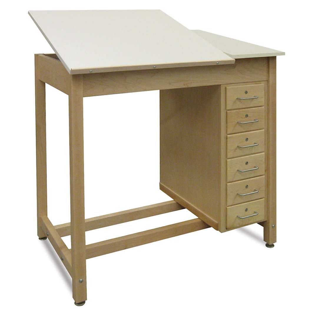 Open in modal - Hann Drafting Tables - Left angle view of 42" wide table