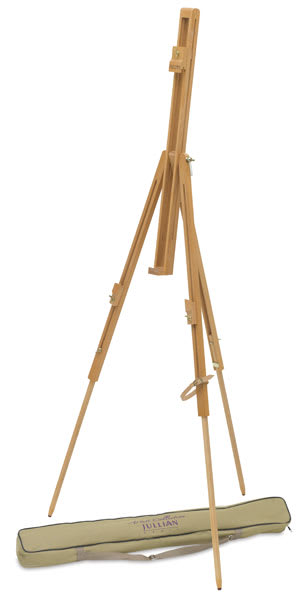 Open in modal - Jullian JB10 Field Easel - Shown set up with carry bag below