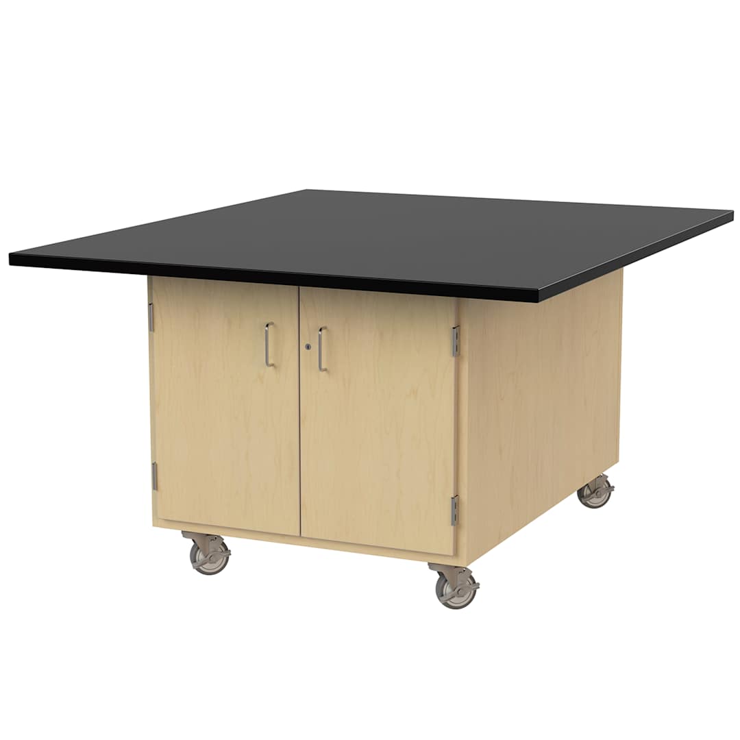Open in modal - Hann Art and Printmaking Workstation - Black Laminate Top, 2-Door, with Casters