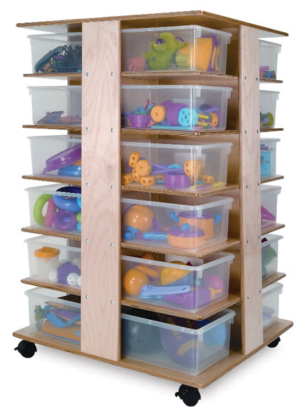 Open in modal - Whitney Brothers 24-Cubby Tower - Shown with included bins filled with musical instruments