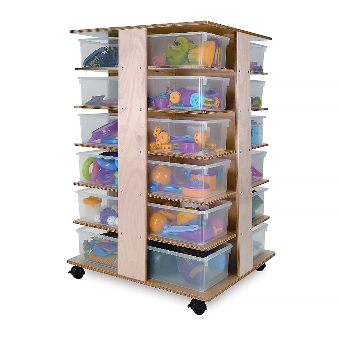 Open in modal - Whitney Brothers 24-Cubby Tower - Shown with included bins filled with musical instruments (not included)